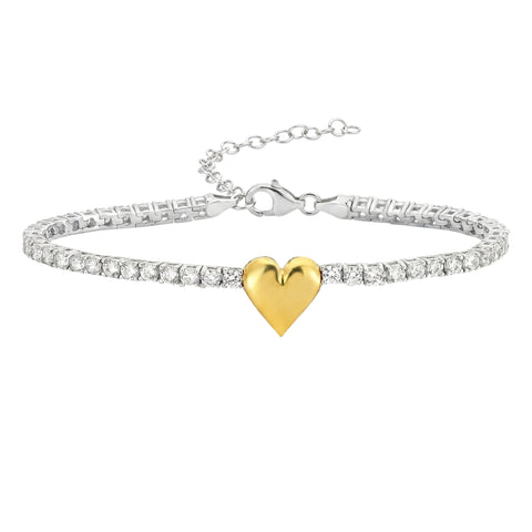 Sterling Silver Heart Tennis Bracelet