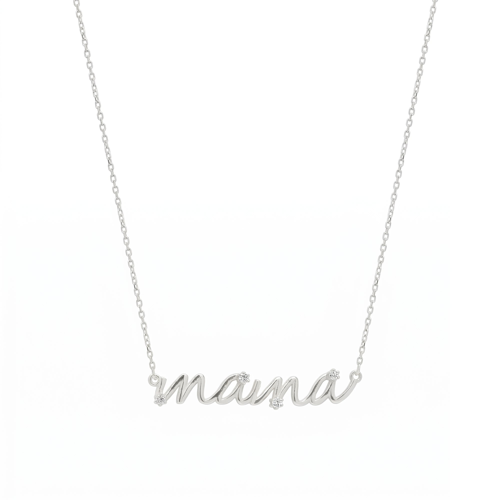 Sterling Silver Jewelled Mama Necklace