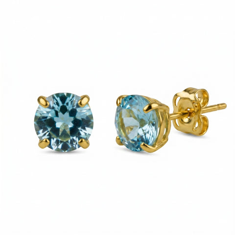 9ct Gold Blue Topaz Stud Earrings