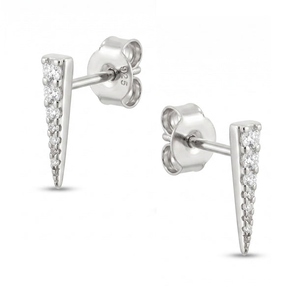 Long Pave Dagger Stud Earrings