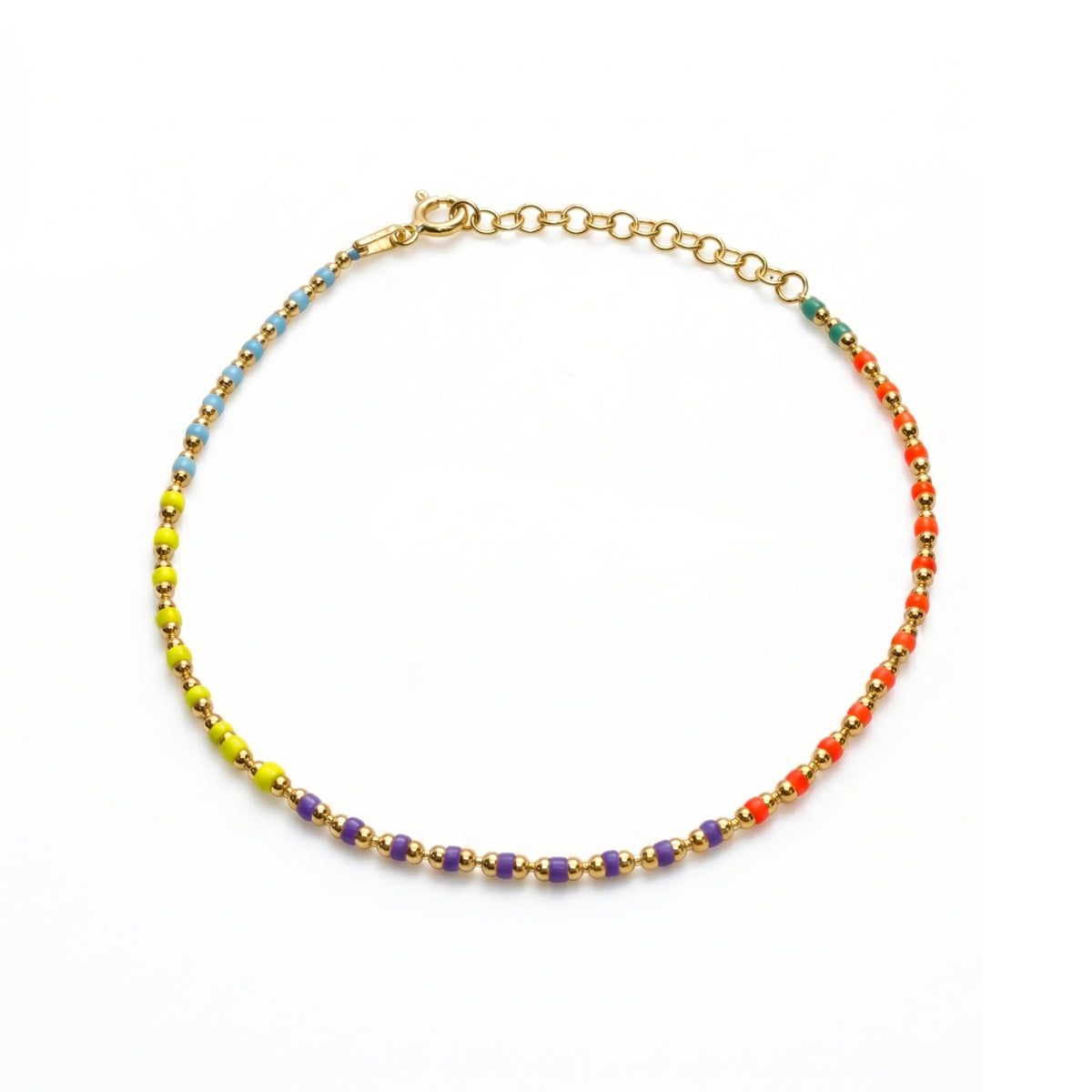 Sterling Silver Enamel Mine Beaded Colourful Rainbow Bracelet