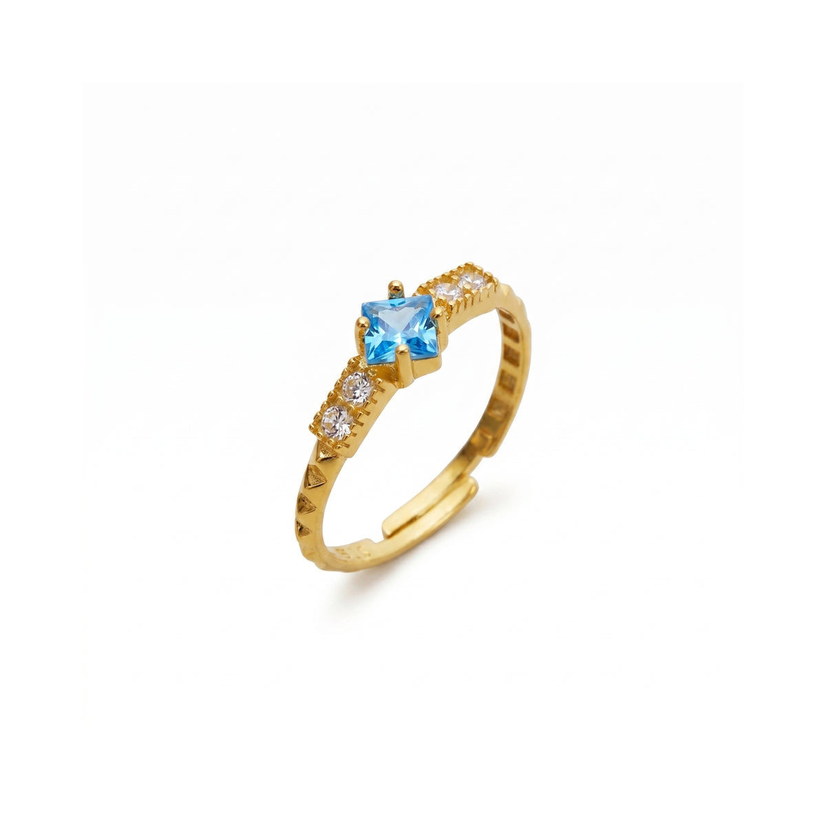 Square Jewelled CZ Sterling Silver Ring