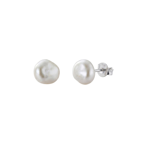 Baroque Pearl Irregular Stud Earrings Sterling