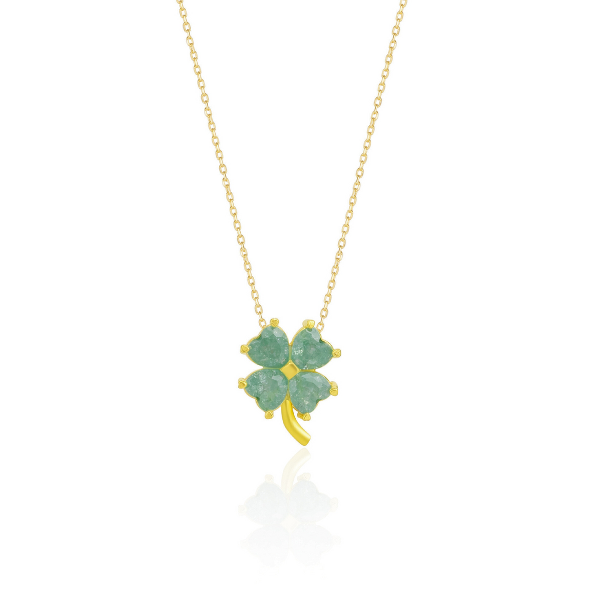 Four Leaf Clover Sterling Silver Necklace - Green