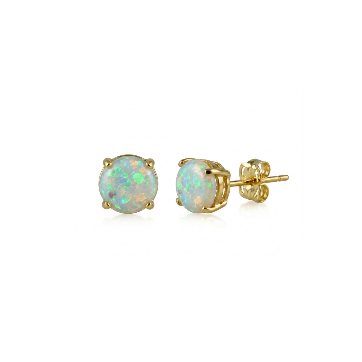 9Ct Solid Gold White Natural Opal Stud Earrings