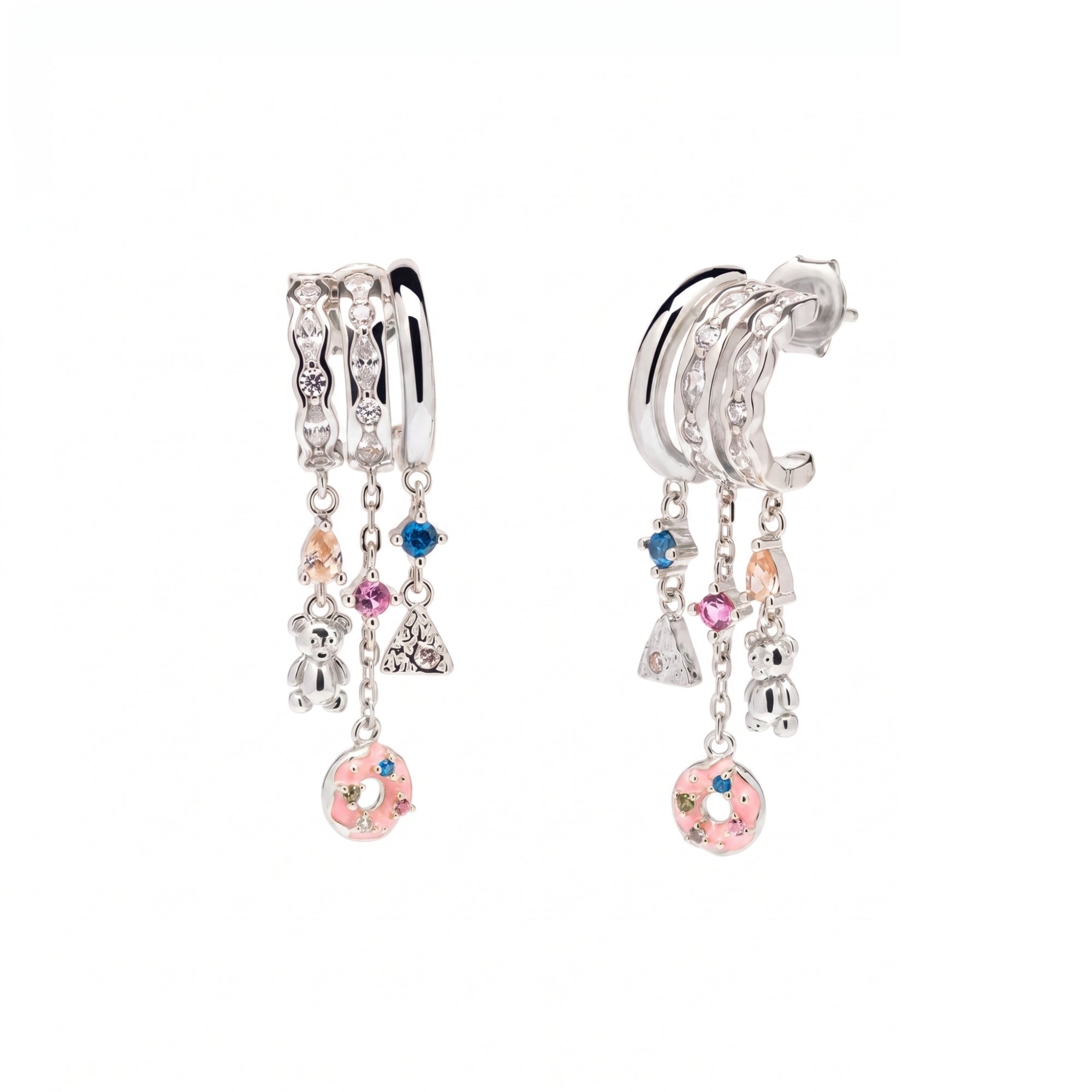 Sweet Charm Multi-Drop Donut Chunky Earrings