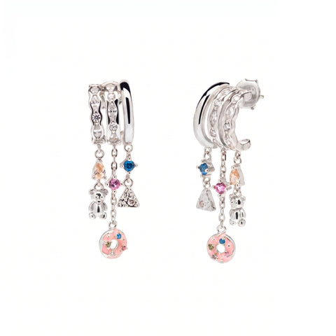 Sweet Charm Multi-Drop Donut Chunky Earrings