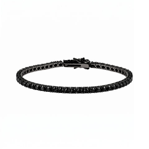 Sterling Silver Pure Black Tennis Bracelet