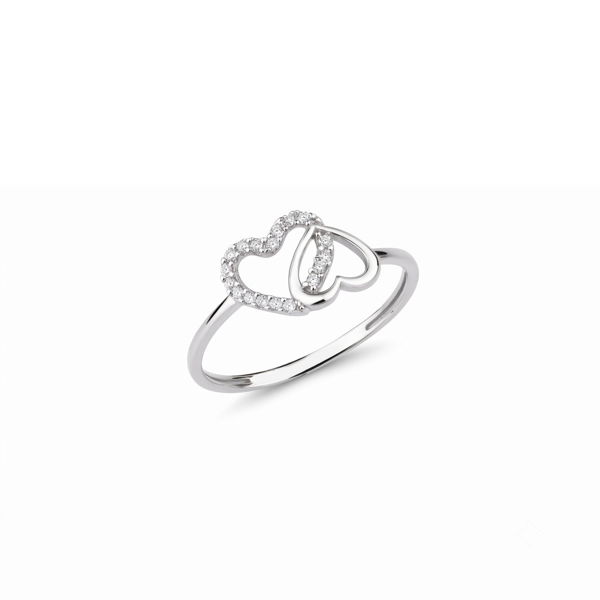 Sterling Silver Pave Double Heart Ring