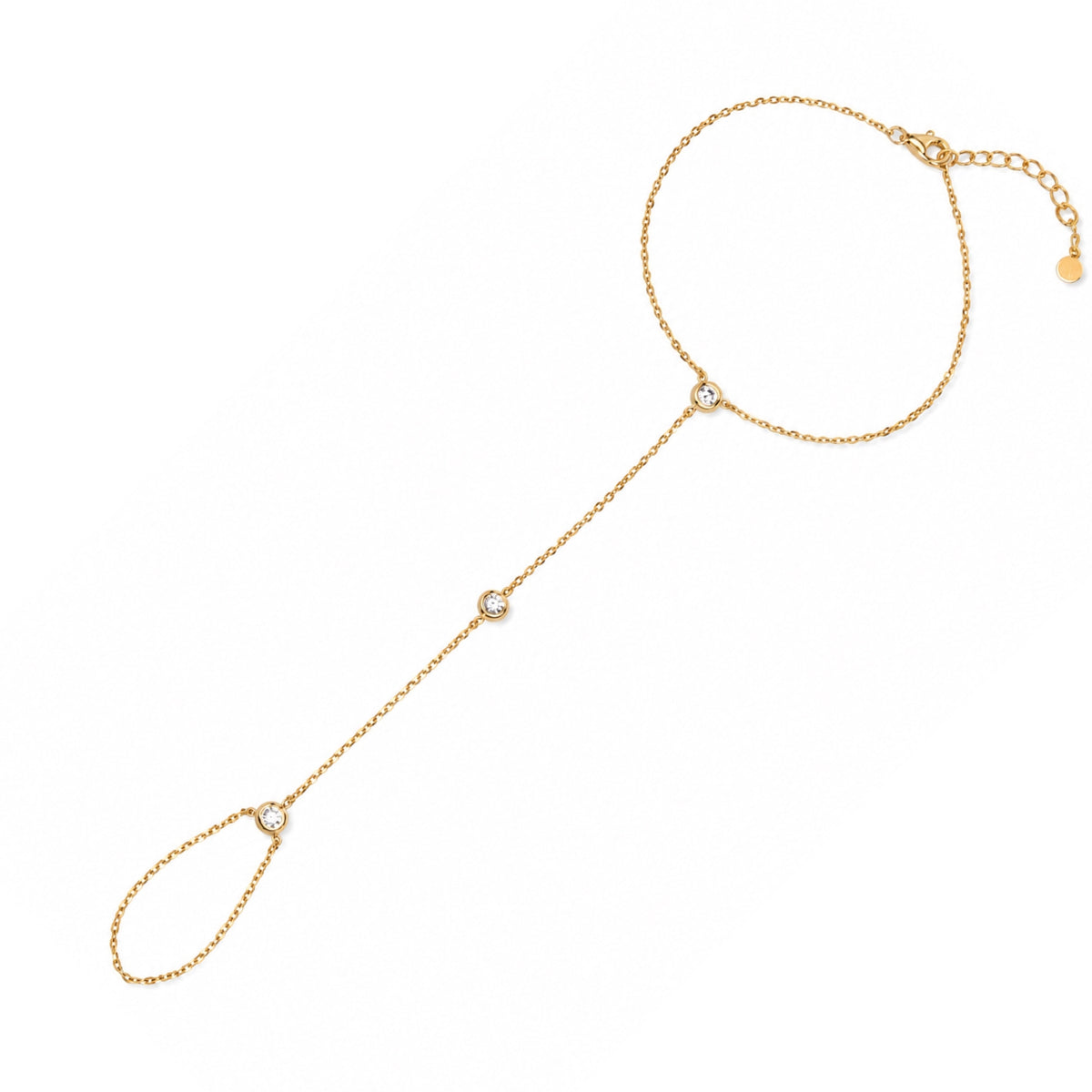 Sterling Silver Simple Jewelled Hand Chain