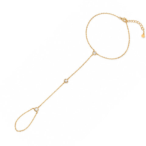 Sterling Silver Simple Jewelled Hand Chain