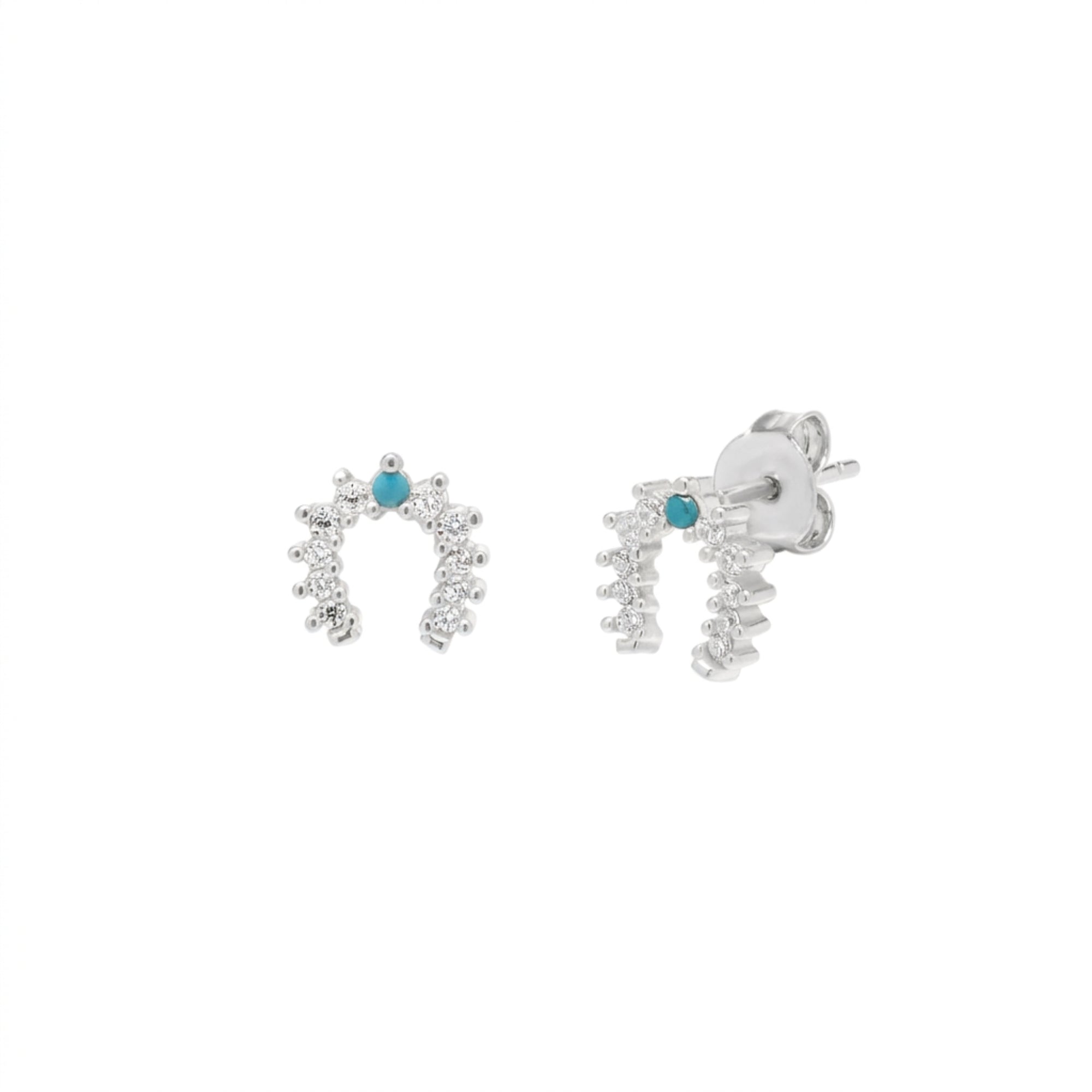 Sterling Silver Single Turquoise Horseshoe Stud Earring