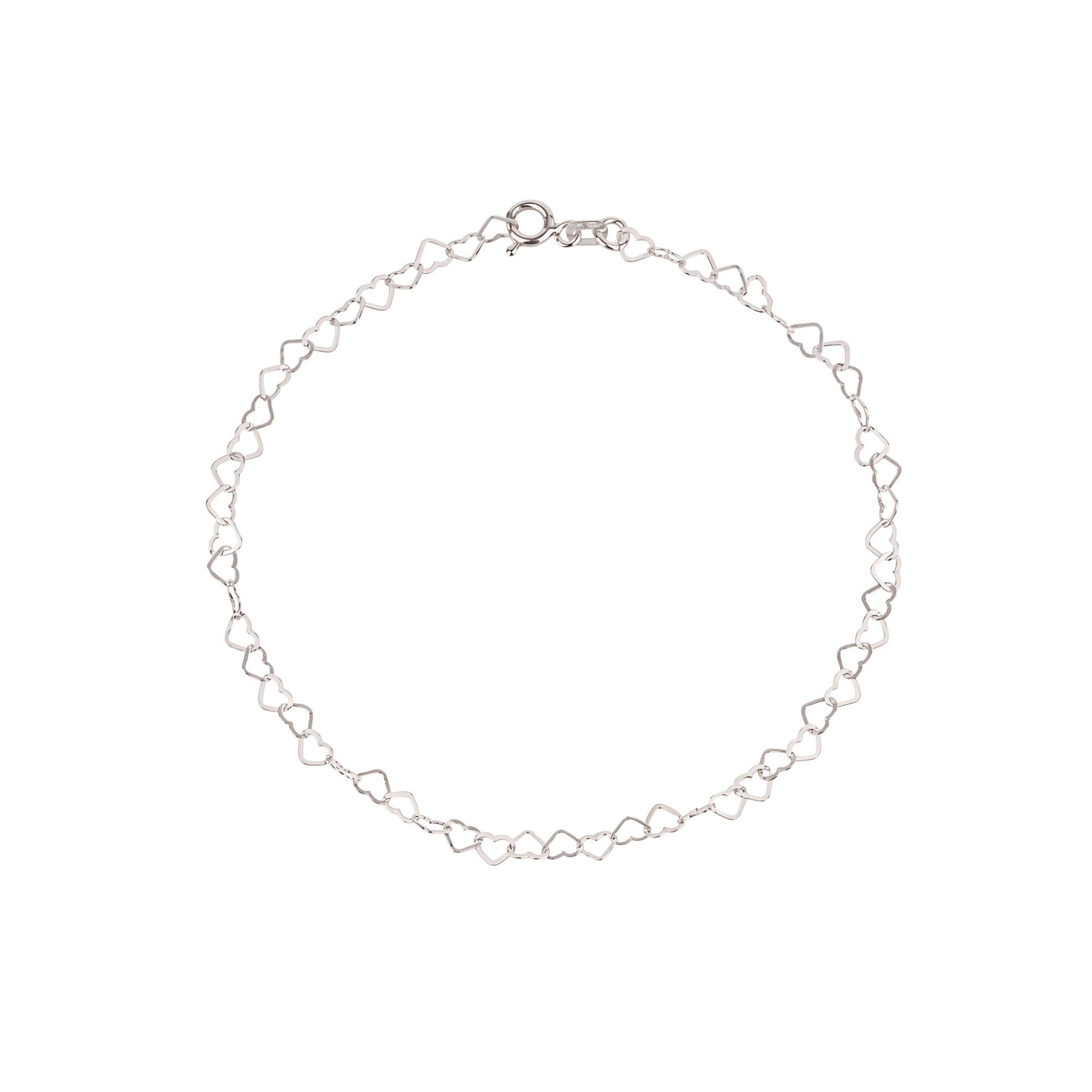 Love Heart Sterling Silver Chain Bracelet