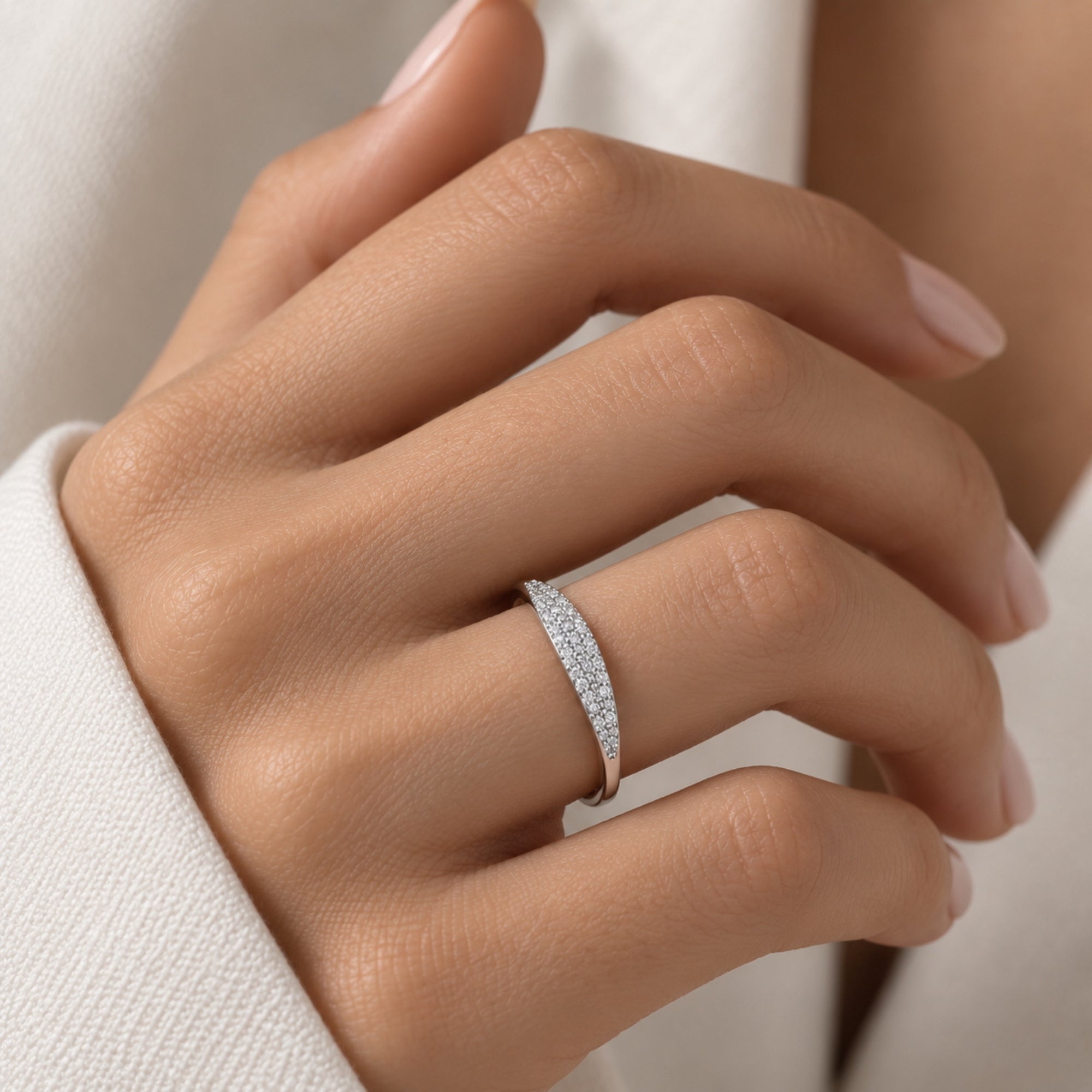 Pavé Sterling Silver Slim Ring