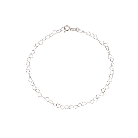 Love Heart Sterling Silver Chain Bracelet