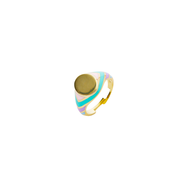 Enamelled Multicoloured Sterling Round Signet Ring