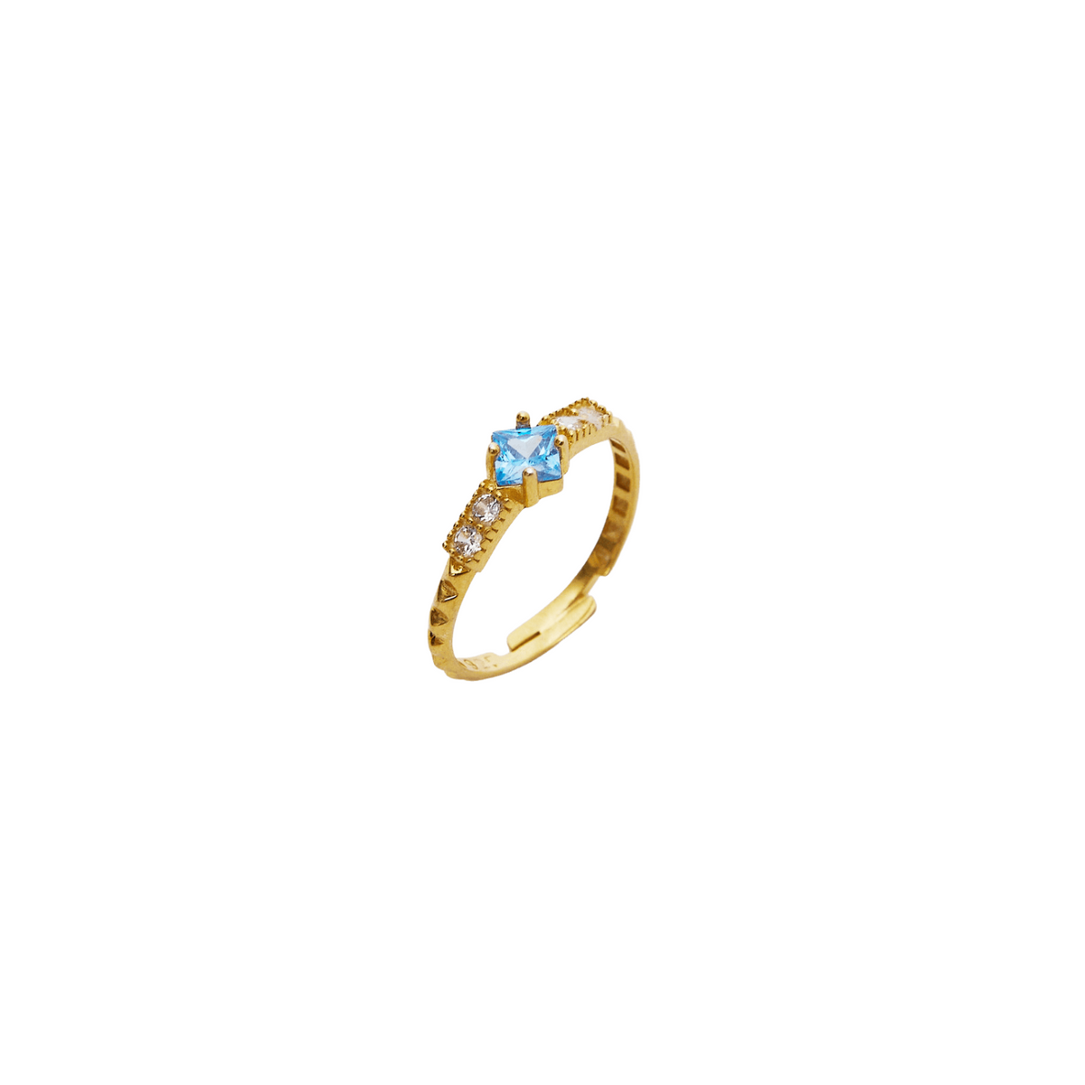 Square Jewelled CZ Sterling Silver Ring
