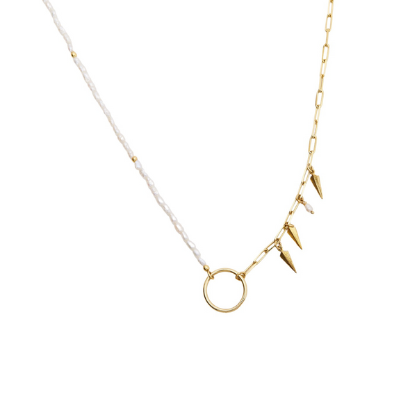Baroque Pearl Sterling Paperclip Chain Halo Necklace