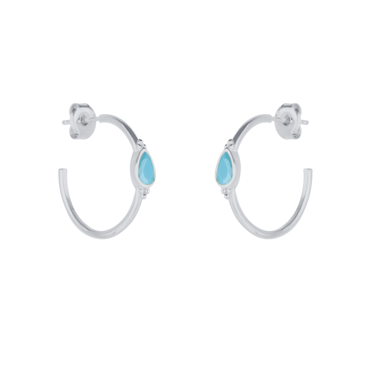 Drop Turquoise Solitaire Earrings Sterling Silver - Turquoise