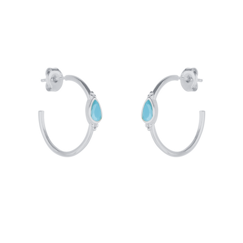 Drop Turquoise Solitaire Earrings Sterling Silver - Turquoise