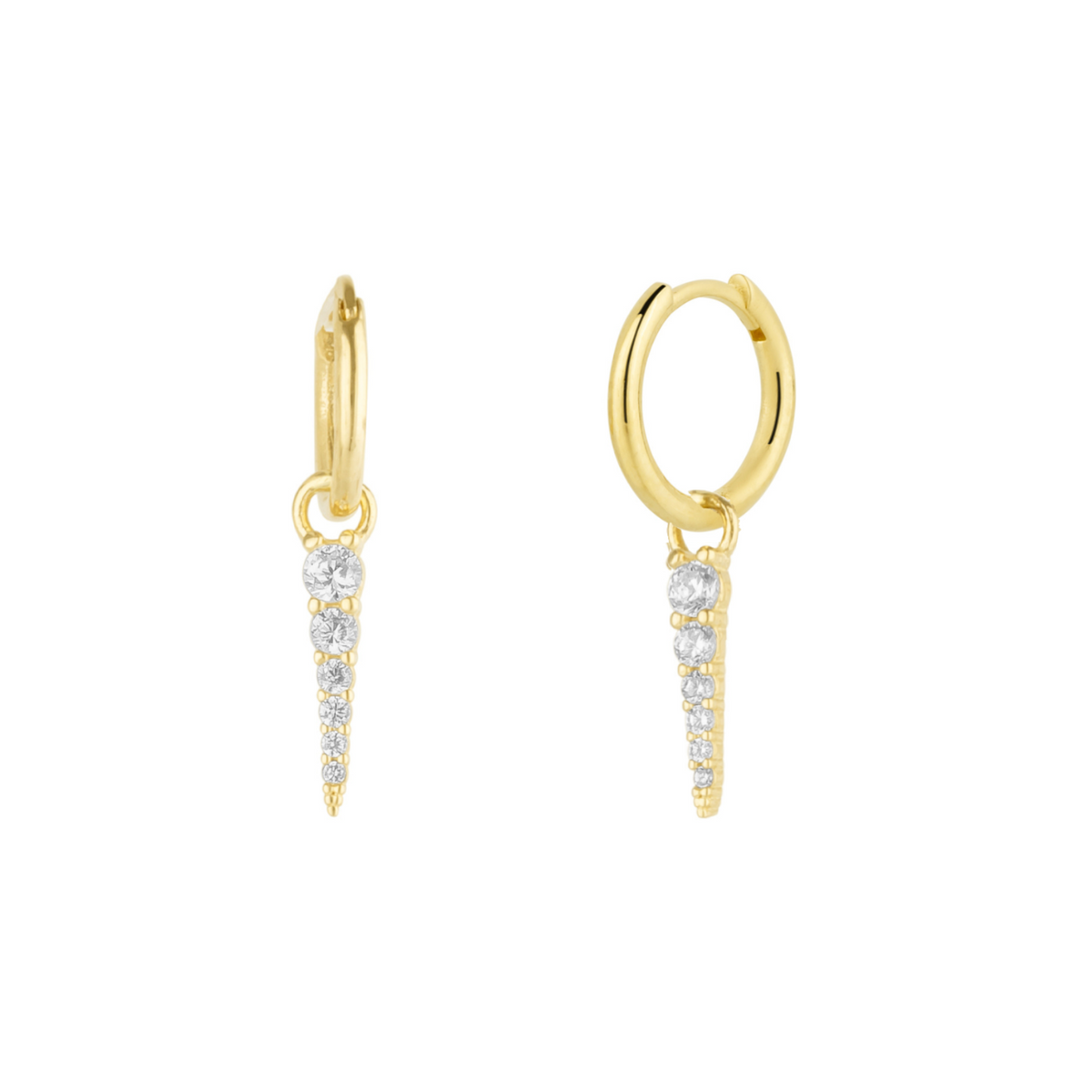 Fine Spike Pave Hoop Earrings 14ct Solid Gold