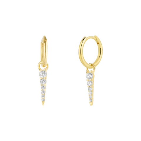 Fine Spike Pave Hoop Earrings 14ct Solid Gold