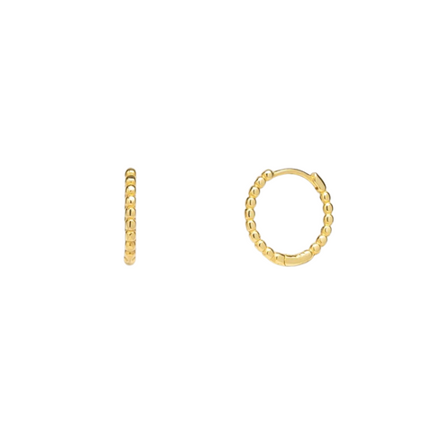 Fine 14ct Solid Gold Beaded Hoop Earrings