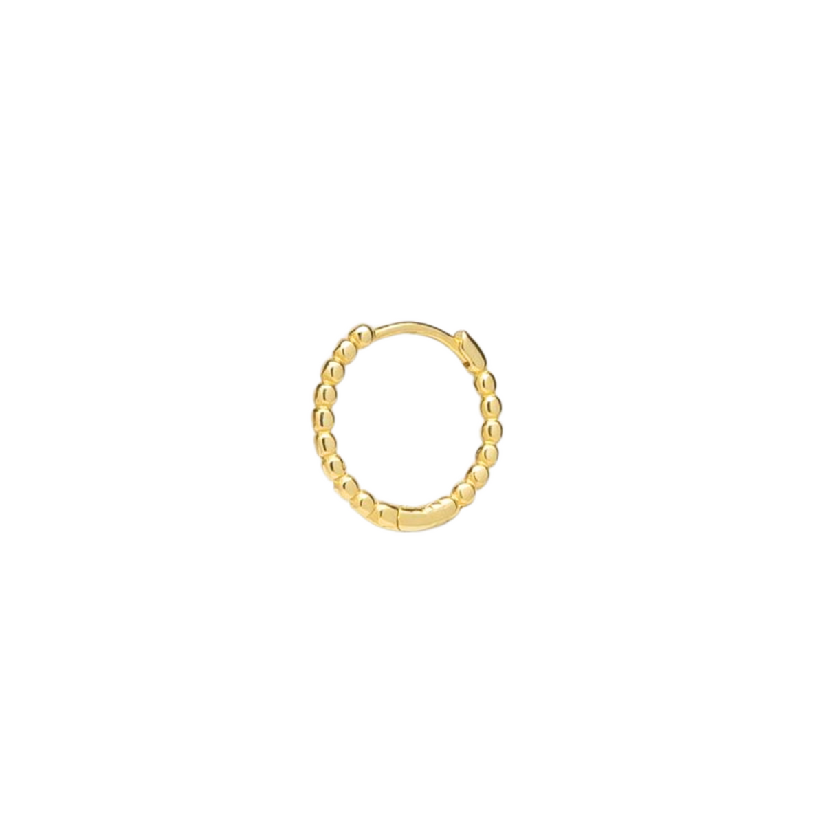 Fine 14ct Solid Gold Beaded Hoop Single Earring