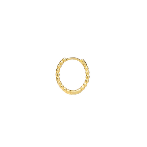 Fine 14ct Solid Gold Beaded Hoop Single Earring