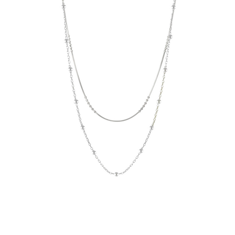 Beaded Chains Sterling Silver Layering Necklace Set