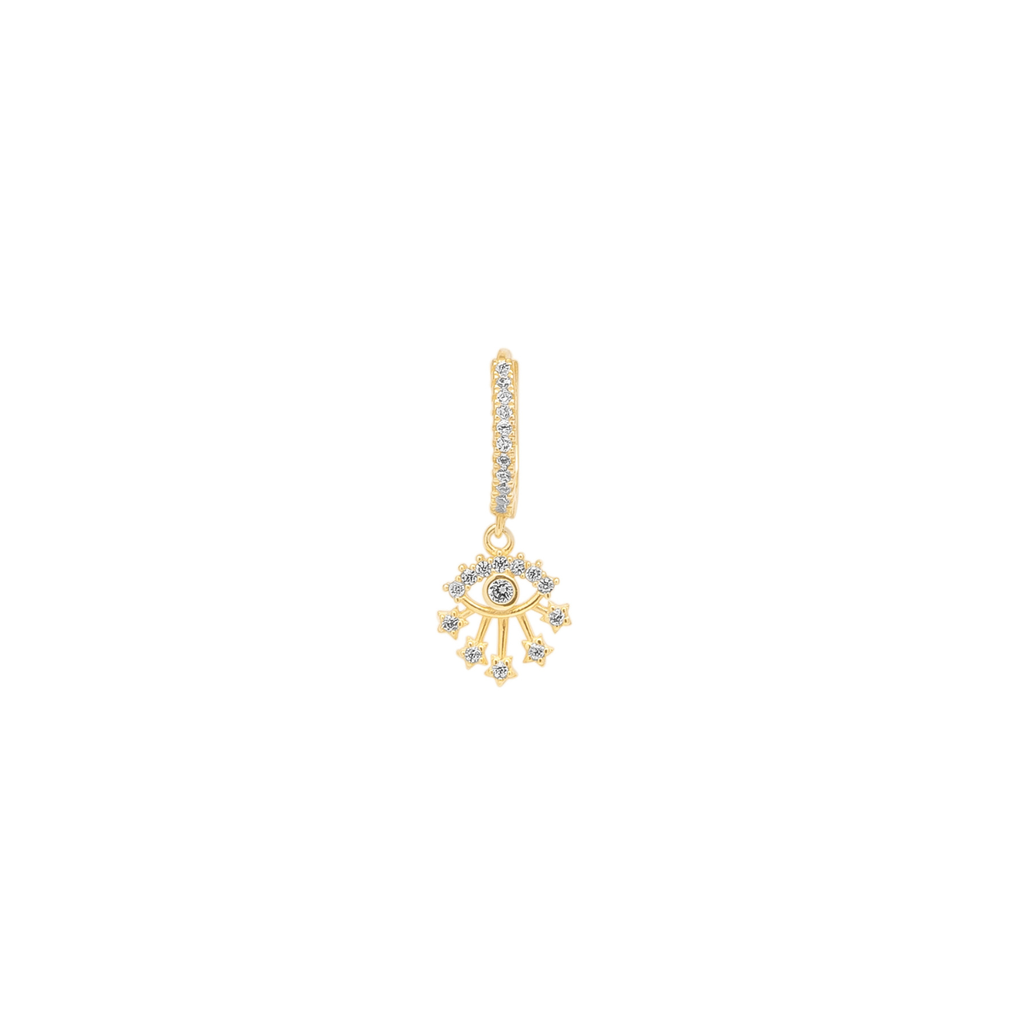 Fine 14ct Solid Gold Evil Eye Drop Single Earring