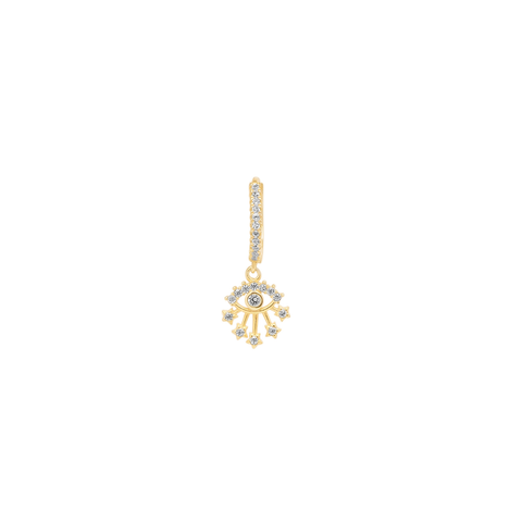 Fine 14ct Solid Gold Evil Eye Drop Single Earring