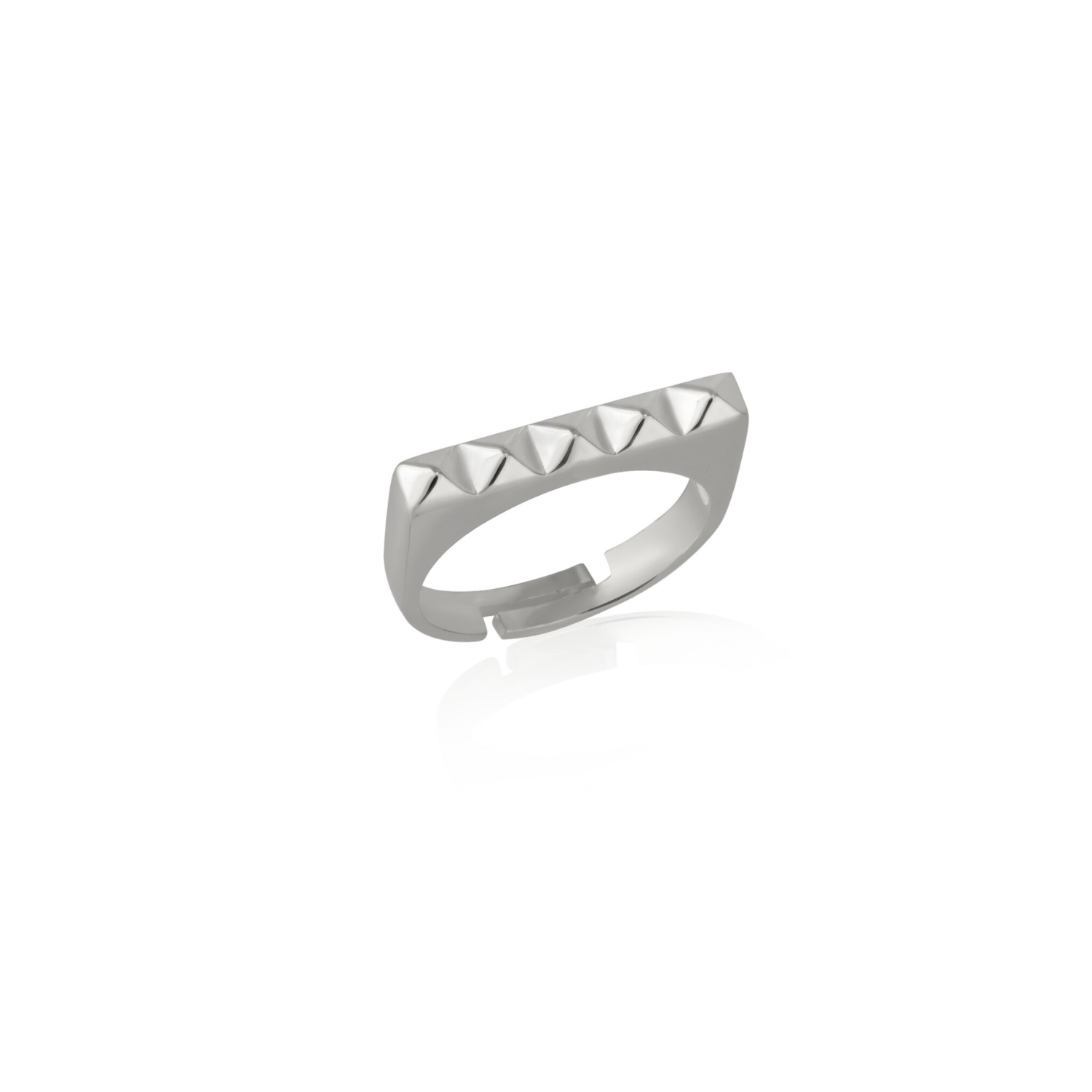 Pyramid Adjustable Sterling Silver Ring
