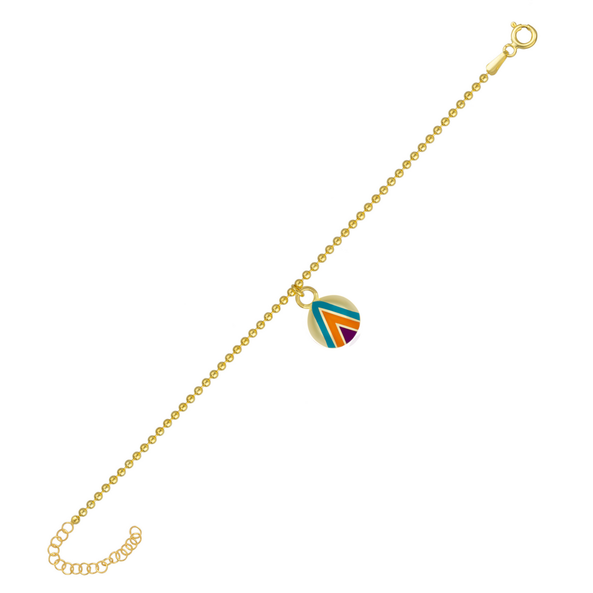 Ladybug Enamel Bracelet With Silver Sterling Beaded Chain