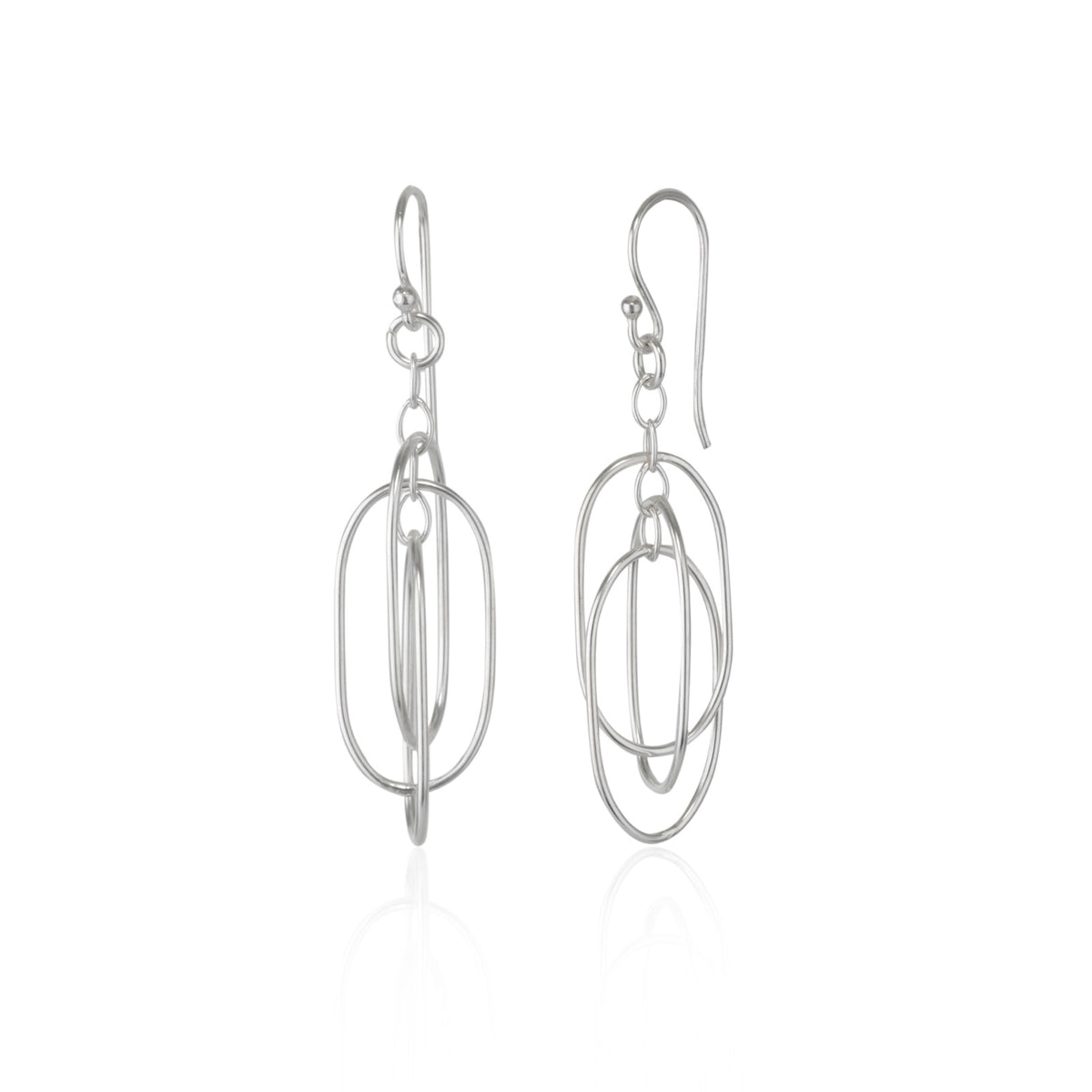 Nested Loop 3D Drop Earrings in Sterling Silver