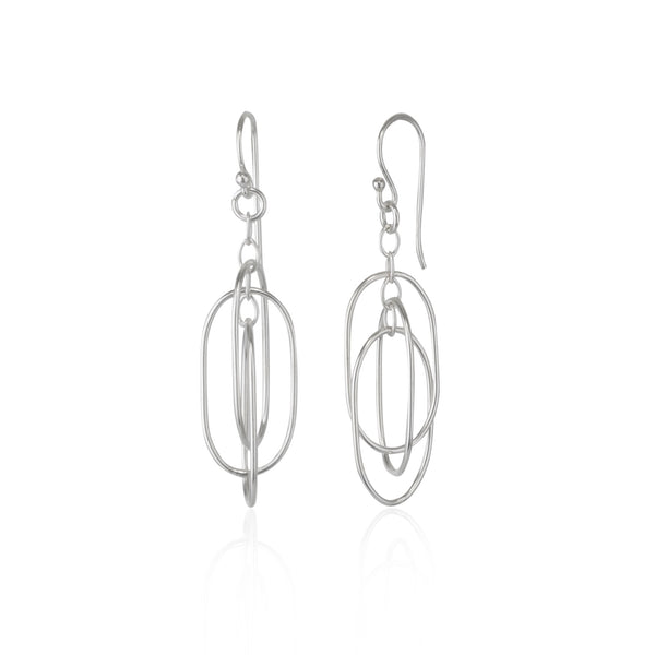 Nested Loop 3D Drop Earrings Sterling