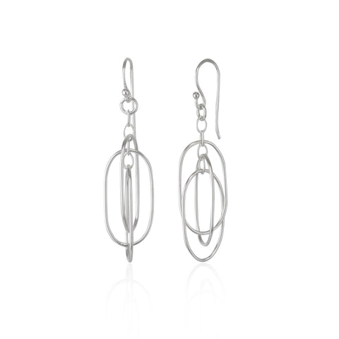 Nested Loop 3D Drop Earrings in Sterling Silver