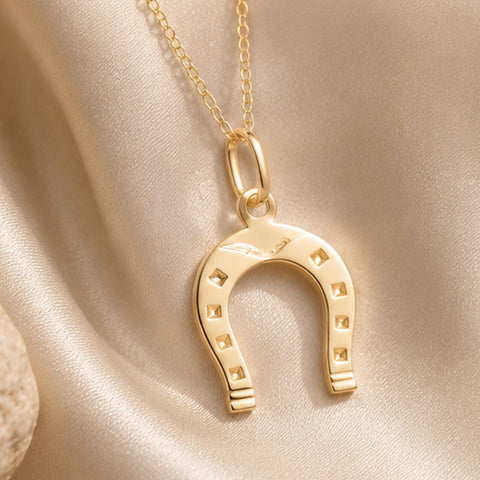 9ct Solid Gold Horseshoe Equestrian Necklace