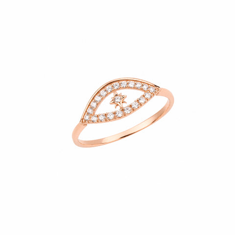 Star Evil Eye Sterling Silver Ring