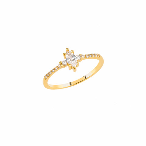 Marquise Solitaire Sterling Silver Ring