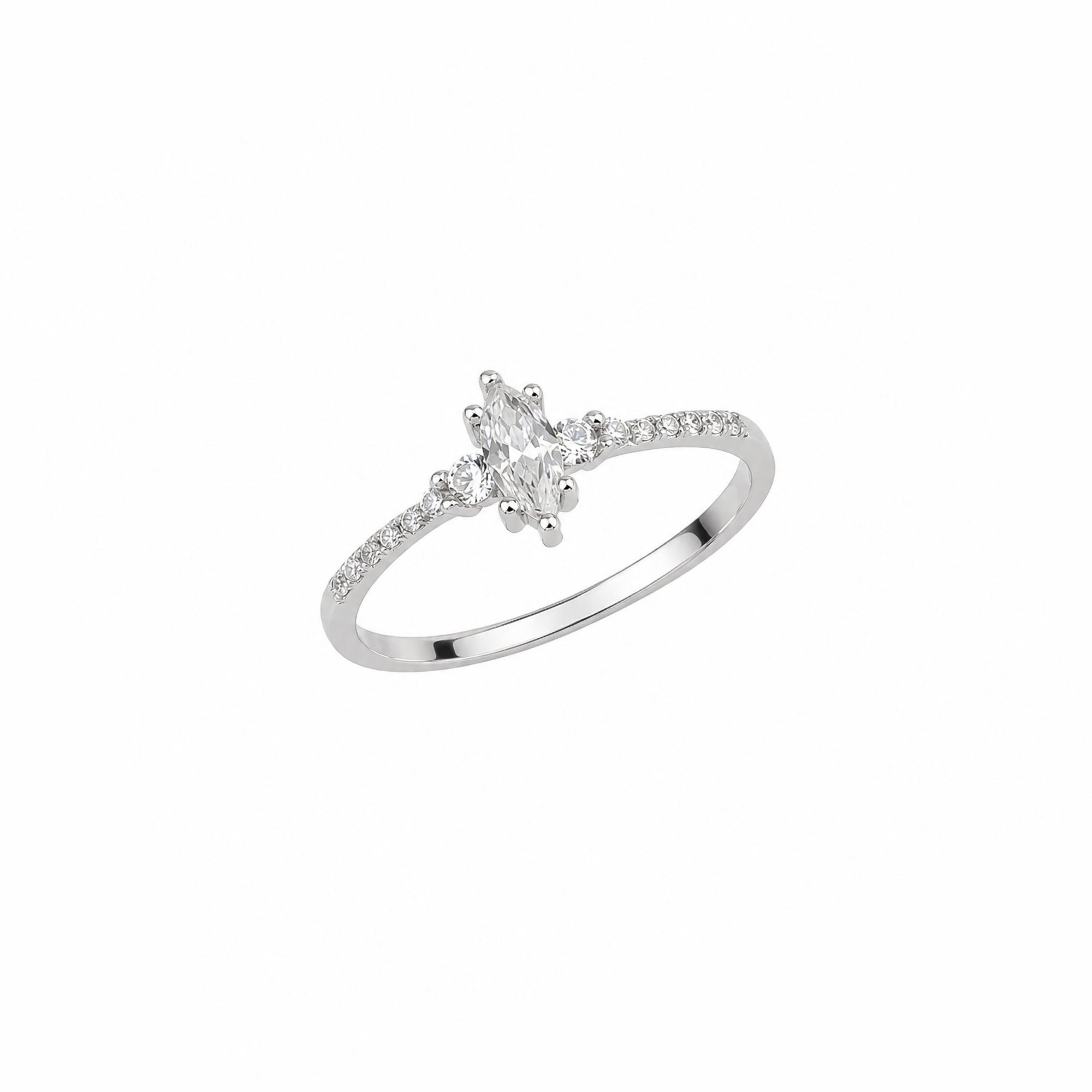 Marquise Solitaire Sterling Silver Ring