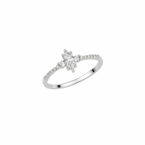 Marquise Solitaire Sterling Silver Ring