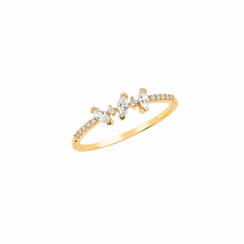 Tripple Marquise Trio Sterling Silver Pavé Ring