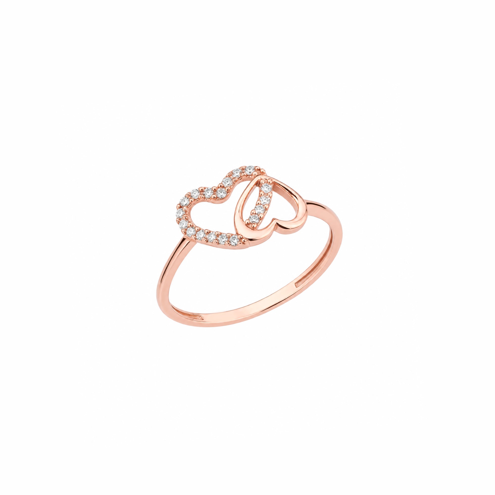 Sterling Silver Pave Double Heart Ring