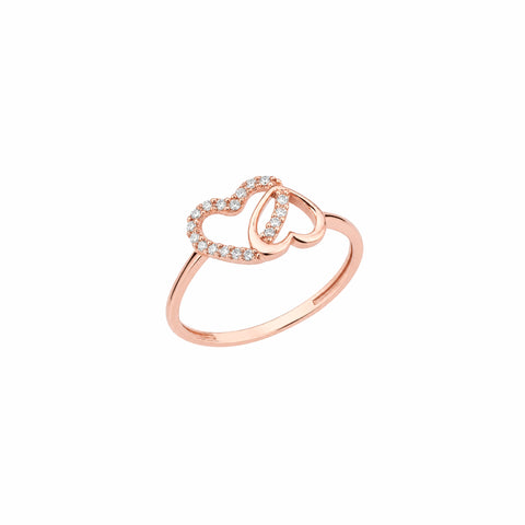 Sterling Silver Pave Double Heart Ring