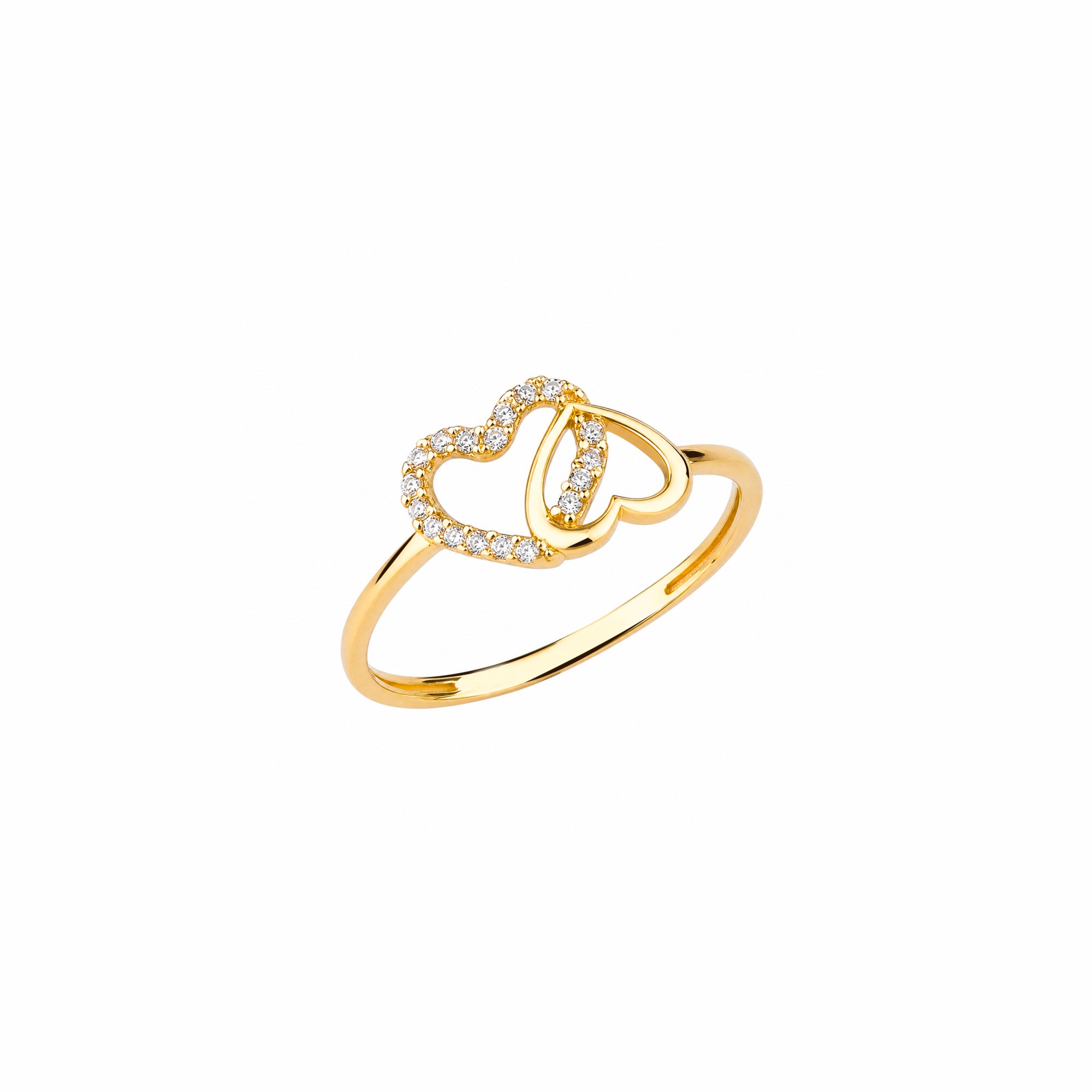 Sterling Silver Pave Double Heart Ring