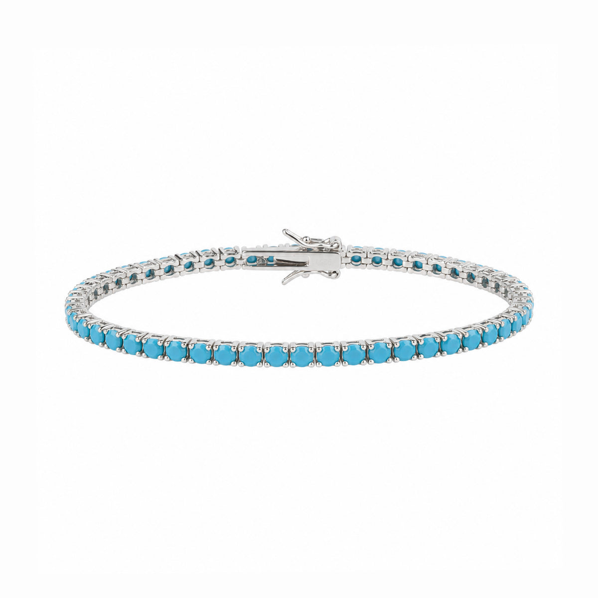 Large Turquoise Sterling Silver Tennis Bracelet