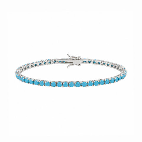Large Turquoise Sterling Silver Tennis Bracelet