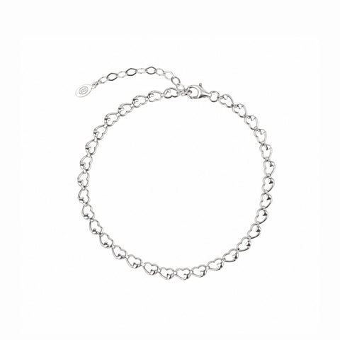 Double Heart Link Sterling Silver Bracelet