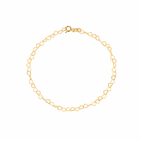 Love Heart Sterling Silver Chain Bracelet